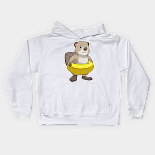 Beaver at Swimming with Swim ring Kids Hoodie